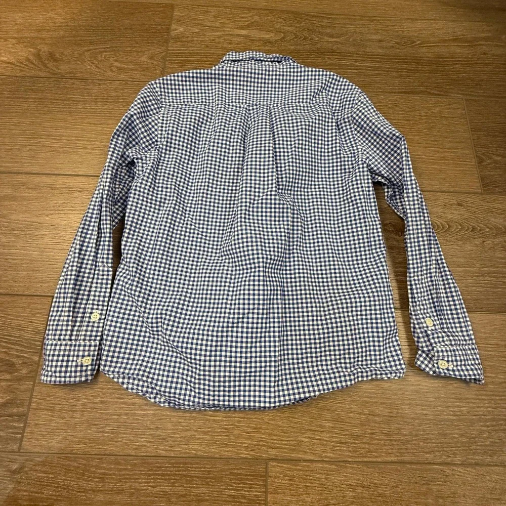 Polo Ralph Lauren Boys Navy Blue Gingham Button Down Shirt 7 Long Sleeve Preppy